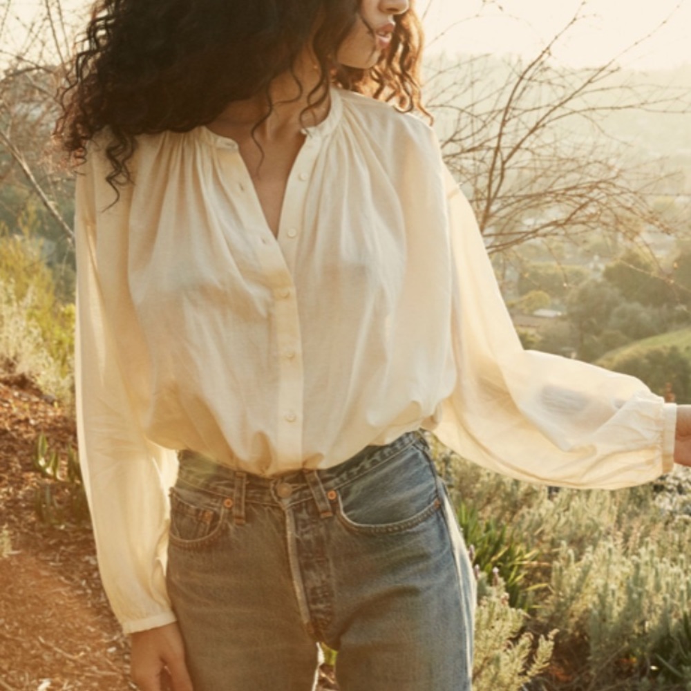 D O E N Jane blouse in Salt. M. White. Doen. NWOT